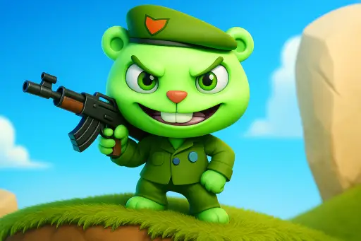 עץ החברים השמחים - תקיפה פליפי - Happy Tree Friends - Flippy Attack